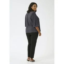 Kaffe Curve KCanya Blouse - Grå bluse 10583226 Black Oyster fra Kaffe Curve