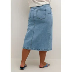Kaffe Curve KCbeth Denim Skirt - Cowboy nederdel 10582308 Light Blue Washed fra Kaffe Curve