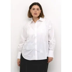 Kaffe Curve KCelna Shirt - Hvid skjorte med broderi 10582706 Optical White fra Kaffe Curve