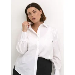 Kaffe Curve KCelna Shirt - Hvid skjorte med broderi 10582706 Optical White fra Kaffe Curve