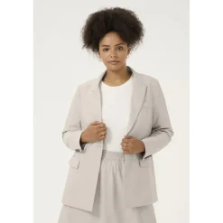 Kaffe Curve KCesta Blazer - Grå blazer jakke 10583082 Feather Gray Melange fra Kaffe Curve