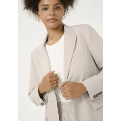 Kaffe Curve KCesta Blazer - Grå blazer jakke 10583082 Feather Gray Melange fra Kaffe Curve