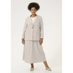 Kaffe Curve KCesta Blazer - Grå blazer jakke 10583082 Feather Gray Melange fra Kaffe Curve