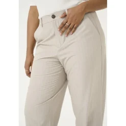 Kaffe Curve KCesta Pants - Grå nålestribet bukser 10583084 Feather Gray Melange fra Kaffe Curve