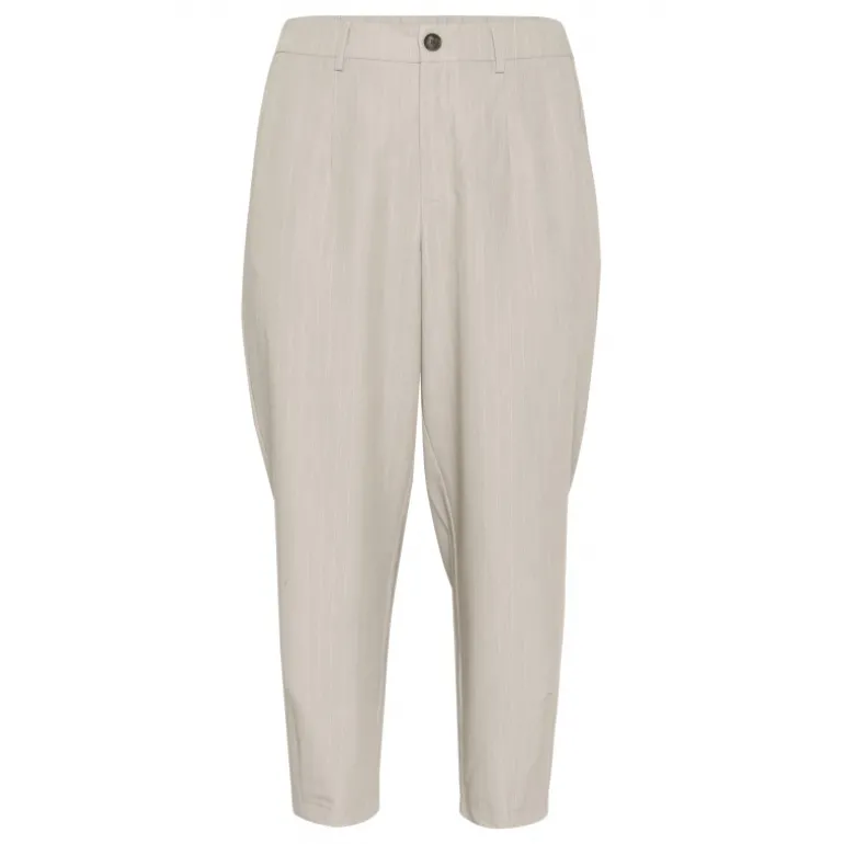 Kaffe Curve KCesta Pants - Grå nålestribet bukser 10583084 Feather Gray Melange fra Kaffe Curve