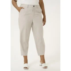 Kaffe Curve KCesta Pants - Grå nålestribet bukser 10583084 Feather Gray Melange fra Kaffe Curve