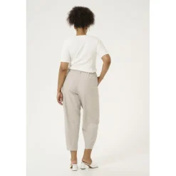 Kaffe Curve KCesta Pants - Grå nålestribet bukser 10583084 Feather Gray Melange fra Kaffe Curve