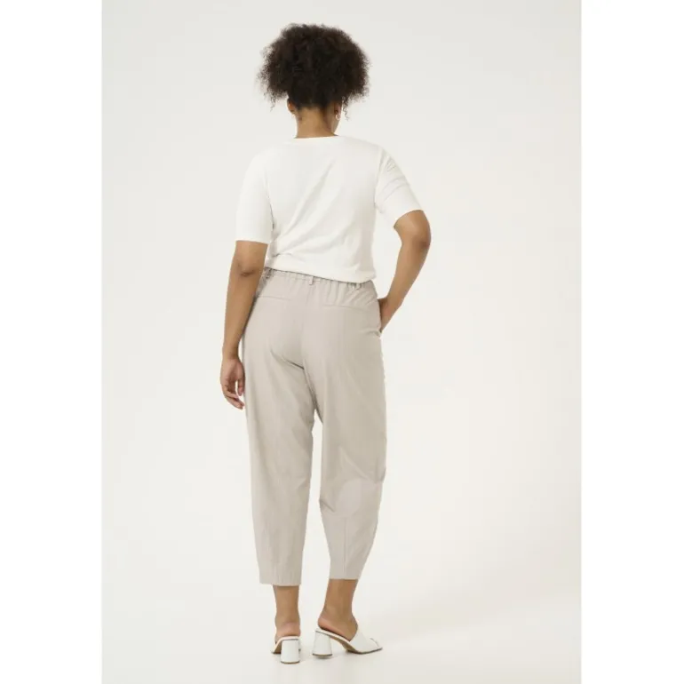 Kaffe Curve KCesta Pants - Grå nålestribet bukser 10583084 Feather Gray Melange fra Kaffe Curve