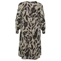 Kaffe Curve KCfiona Dress - Sort/beige/lilla printet kjole 10581780 Black/Feather Grey fra Kaffe Curve