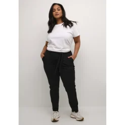 Kaffe Curve KCjenna Belt Pant - Sort buks med bælte 10582254 Black Deep fra Kaffe Curve