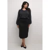 Kaffe Curve KCJenna Jersey Skirt - Sort nederdel 10502565 Black Deep fra Kaffe Curve