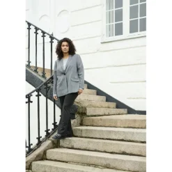 Kaffe Curve KCjosia Blazer - Grå habitjakke 10582577 Grey Melange fra Kaffe Curve