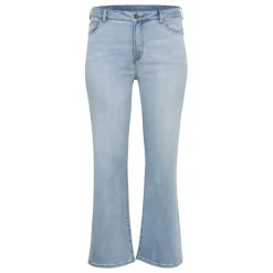 Kaffe Curve KCkanna Flora Flared Jeans 10581618 Light Blue Washed Denim fra Kaffe Curve