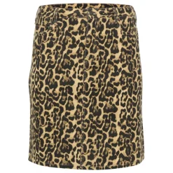 Kaffe Curve KCleonoma Denim Skirt - Leopard nederdel 10583078 Naturel Leopard Print fra Kaffe Curve