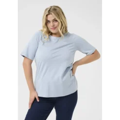 KAffe Curve KCmerisa T-shirt - Lyseblå t-shirt med similisten 10583066 Soft Chambray fra Kaffe Curve