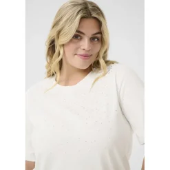 KAffe Curve KCmerisa T-shirt - Hvid t-shirt med similisten 10583066 Chalk fra Kaffe Curve