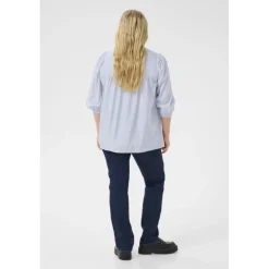 Kaffe Curve KCmilana Blouse - Lyseblå bluse med similisten 10583057 Blue/White Stripe fra Kaffe Curve