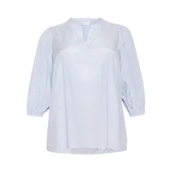 Kaffe Curve KCmilana Blouse - Lyseblå bluse med similisten 10583057 Blue/White Stripe fra Kaffe Curve