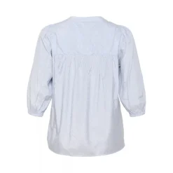 Kaffe Curve KCmilana Blouse - Lyseblå bluse med similisten 10583057 Blue/White Stripe fra Kaffe Curve