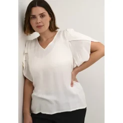 Kaffe Curve KCmirana Blouse - Hvid bluse 10582711 Chalk fra Kaffe Curve