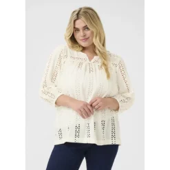 Kaffe Curve KCrandi Blouse - Hvid blonde bluse 10583093 Chalk fra Kaffe Curve