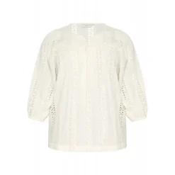 Kaffe Curve KCrandi Blouse - Hvid blonde bluse 10583093 Chalk fra Kaffe Curve