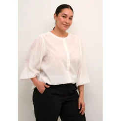 Kaffe Curve KCrory Shirt - Hvid bomulds skjorte 10582891 Chalk fra Kaffe Curve