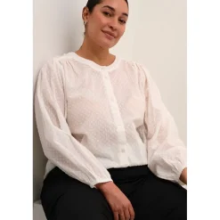 Kaffe Curve KCrory Shirt - Hvid bomulds skjorte 10582891 Chalk fra Kaffe Curve