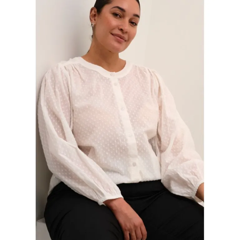 Kaffe Curve KCrory Shirt - Hvid bomulds skjorte 10582891 Chalk fra Kaffe Curve