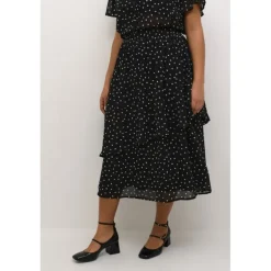 Kaffe Curve KCSallie Skirt - Sort prikket nederdel 10582576 Black/White Dot fra Kaffe Curve