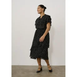 Kaffe Curve KCSallie Skirt - Sort prikket nederdel 10582576 Black/White Dot fra Kaffe Curve
