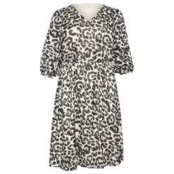 Kaffe Curve KCsaphia Dress - Sort/hvid leopard printet kjole 10582872 Black/White Leopard fra Kaffe Curve