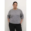 Kaffe Curve KCtenna Pullover - Gråmeleret strik med korte ærmer 10582836 Grey Melange fra Kaffe Curve