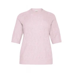 Kaffe Curve KCtenna Pullover - Lyserød strik med korte ærmer 10582836 Lilac Snow Melange fra Kaffe Curve