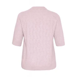 Kaffe Curve KCtenna Pullover - Lyserød strik med korte ærmer 10582836 Lilac Snow Melange fra Kaffe Curve