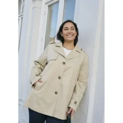 Kaffe Curve KCtricia Jacket - Sandfarvet trenchcoat 10582920 Feather Gray fra Kaffe Curve