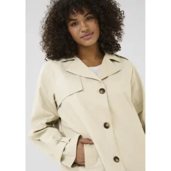 Kaffe Curve KCtricia Jacket - Sandfarvet trenchcoat 10582920 Feather Gray fra Kaffe Curve
