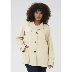 Kaffe Curve KCtricia Jacket - Sandfarvet trenchcoat 10582920 Feather Gray fra Kaffe Curve