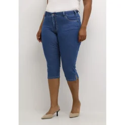Kaffe Curve KCvicka Mie Capri Jeans - Medium blå capri jeans 10580889 Medium Blue Wash fra Kaffe Curve
