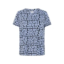 Kaffe Kabella Jersey Blouse - Sort/blå printet t-shirt 10508467 Black/Blue Graphic Dot fra Kaffe