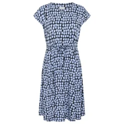 Kaffe KAbella Jersey Dress - Blå printet grafisk kjole 10508466 Black/Blue Graphic Dot fra Kaffe