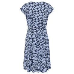Kaffe KAbella Jersey Dress - Blå printet grafisk kjole 10508466 Black/Blue Graphic Dot fra Kaffe