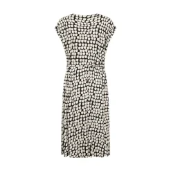 Kaffe KAbella Jersey Dress - Sort printet grafisk kjole 10508466 Black_Sand Graphic Dot fra Kaffe
