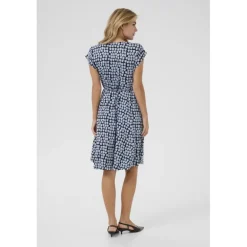 Kaffe KAbella Jersey Dress - Blå printet grafisk kjole 10508466 Black/Blue Graphic Dot fra Kaffe