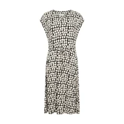 Kaffe KAbella Jersey Dress - Sort printet grafisk kjole 10508466 Black_Sand Graphic Dot fra Kaffe