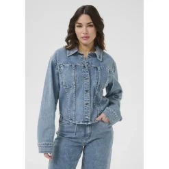 Kaffe KAdorina Denim Shirt - Denim jakke med nitter 10509685 Washed Blue Denim fra Kaffe