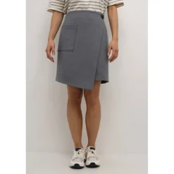 Kaffe KAeden Wrap Skirt - Grå slå-om nederdel 10508821 Grey Melange fra Kaffe
