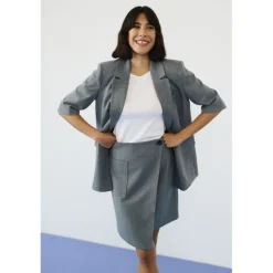 Kaffe KAeden Wrap Skirt - Grå slå-om nederdel 10508821 Grey Melange fra Kaffe
