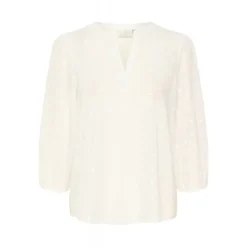 Kaffe KAjollia Blouse - Offwhite bluse med hjerter 10508453 Chalk fra Kaffe