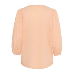 Kaffe KAjollia Blouse - Peach bluse med hjerter 10508453 Peach Nectar fra Kaffe